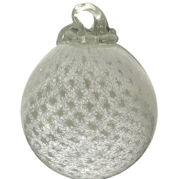 Heavy Blown Glass Ornament Frosted Snowflakes Handcrafted Bauble Witch Ball 13oz - Picture 5 of 10
